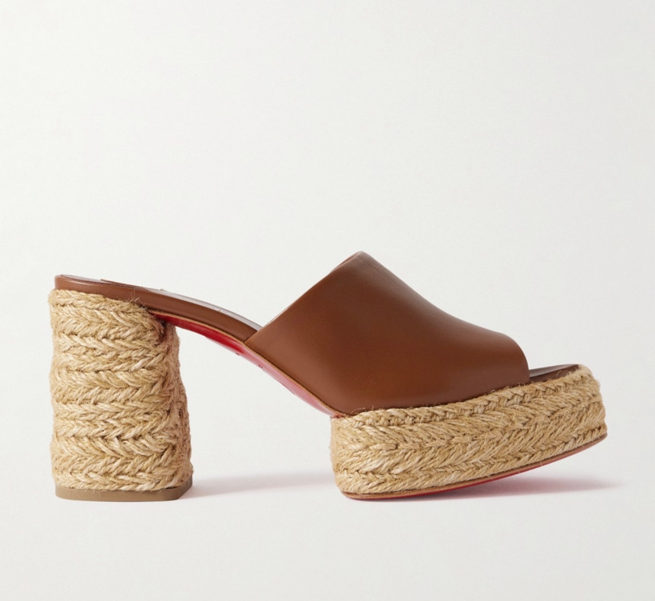 Christian Louboutin Brown Calakala 85mm Leather Platform Mules Size 36